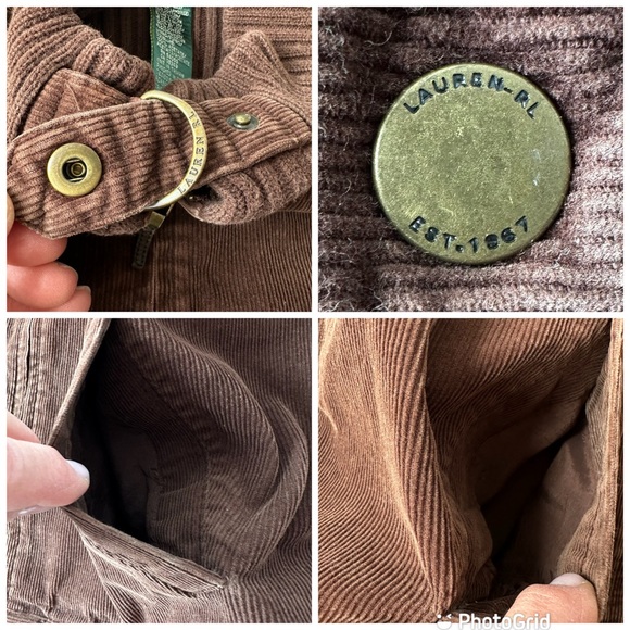 Lauren Ralph Lauren Brown Corduroy Knit Vest Size XL Equestrian Full Zip Luxury - Picture 15 of 16